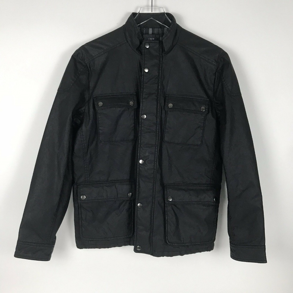 J Crew Womens Black Field Jacket Waxed Canvas